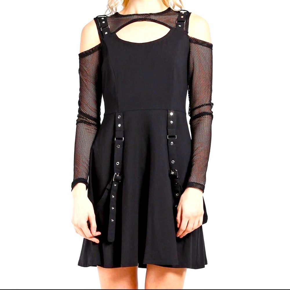 Tripp NYC fish net shoulder dress